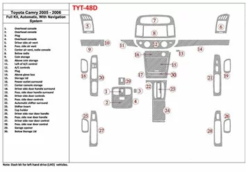 Toyota Camry 2005-2006 Full Set, Automatic Gear, With NAVI system, Without OEM BD Interieur Dashboard Bekleding Volhouder