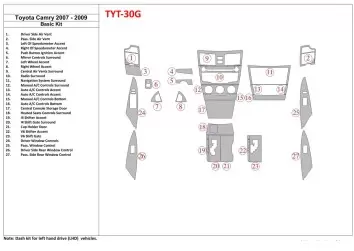 Toyota Camry 2007-2010 Basic Mascherine sagomate per rivestimento cruscotti 