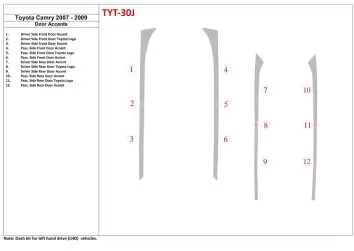 Toyota Camry 2007-2010 Des portes inserts BD Kit la décoration du tableau de bord - 1 - habillage decor de tableau de bord