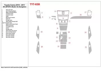 Toyota Camry 2010-2011 SE Sport Model, Sans NAVI BD Kit la décoration du tableau de bord - 1 - habillage decor de tableau de bor