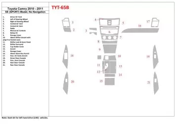 Toyota Camry 2010-2011 SE Sport Model, Without NAVI BD Interieur Dashboard Bekleding Volhouder