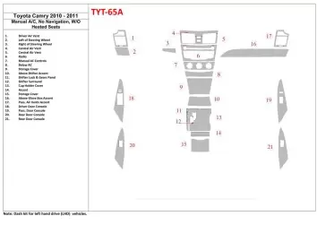 Toyota Camry 2010-2011 manual climate control, Without NAVI BD Interieur Dashboard Bekleding Volhouder