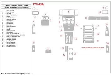 Toyota Corolla 2003-2008 Full Set BD Interieur Dashboard Bekleding Volhouder