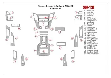 Subaru Legacy 2010-2014 3D Interior Dashboard Trim Kit Dash Trim Dekor 27-Parts