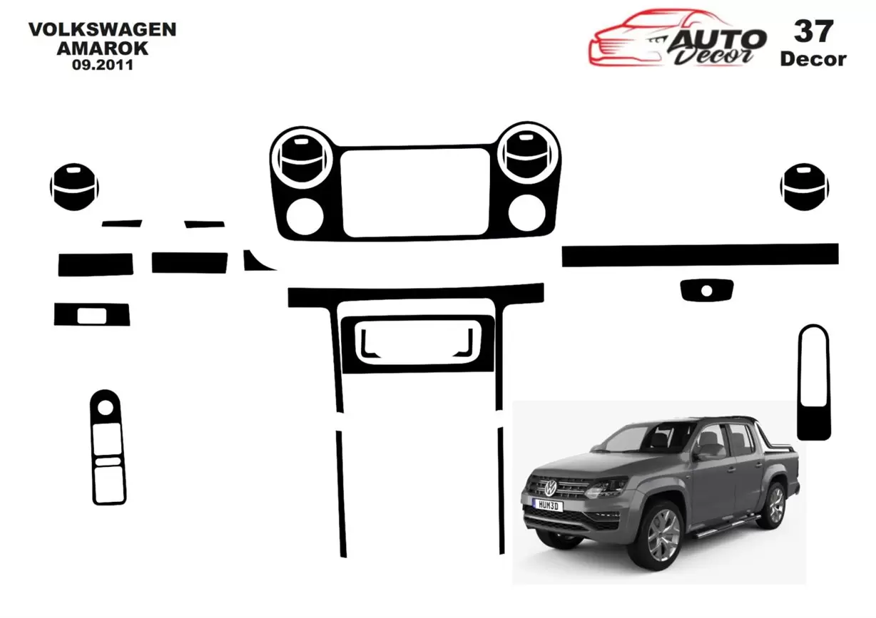 Volkswagen Amarok 01.2011 Mascherine sagomate per rivestimento cruscotti 35-Decori