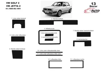 Volkswagen Golf II Jetta II 01.85-07.91 Mascherine sagomate per rivestimento cruscotti 13-Decori