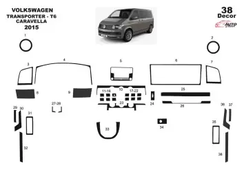 Volkswagen Transporter T6 09.2009 3D Interior Dashboard Trim Kit Dash Trim Dekor 37-Parts
