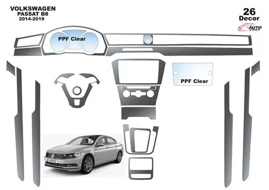 Volkswagen Passat B8 2015-2018 Mascherine sagomate per rivestimento cruscotti 26-Decori