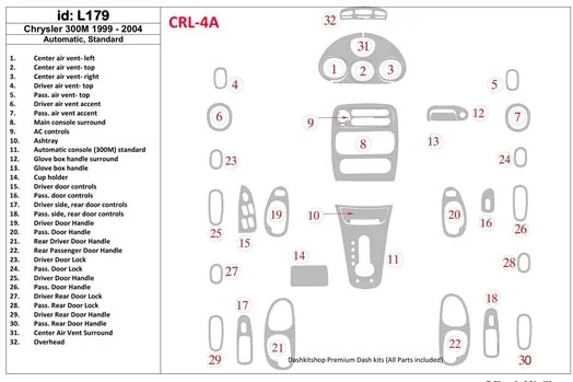 Chrysler 300M 1999-UP Chrysler 300M, Boîte automatique BD Kit la décoration du tableau de bord - 1 - habillage decor de tableau 