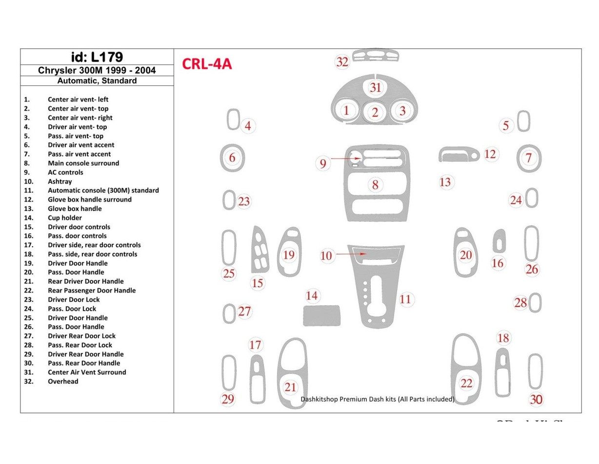 Chrysler 300M 1999-UP Chrysler 300M, Automatic Gearbox BD innenausstattung armaturendekor cockpit dekor - 1- Cockpit Dekor Innen