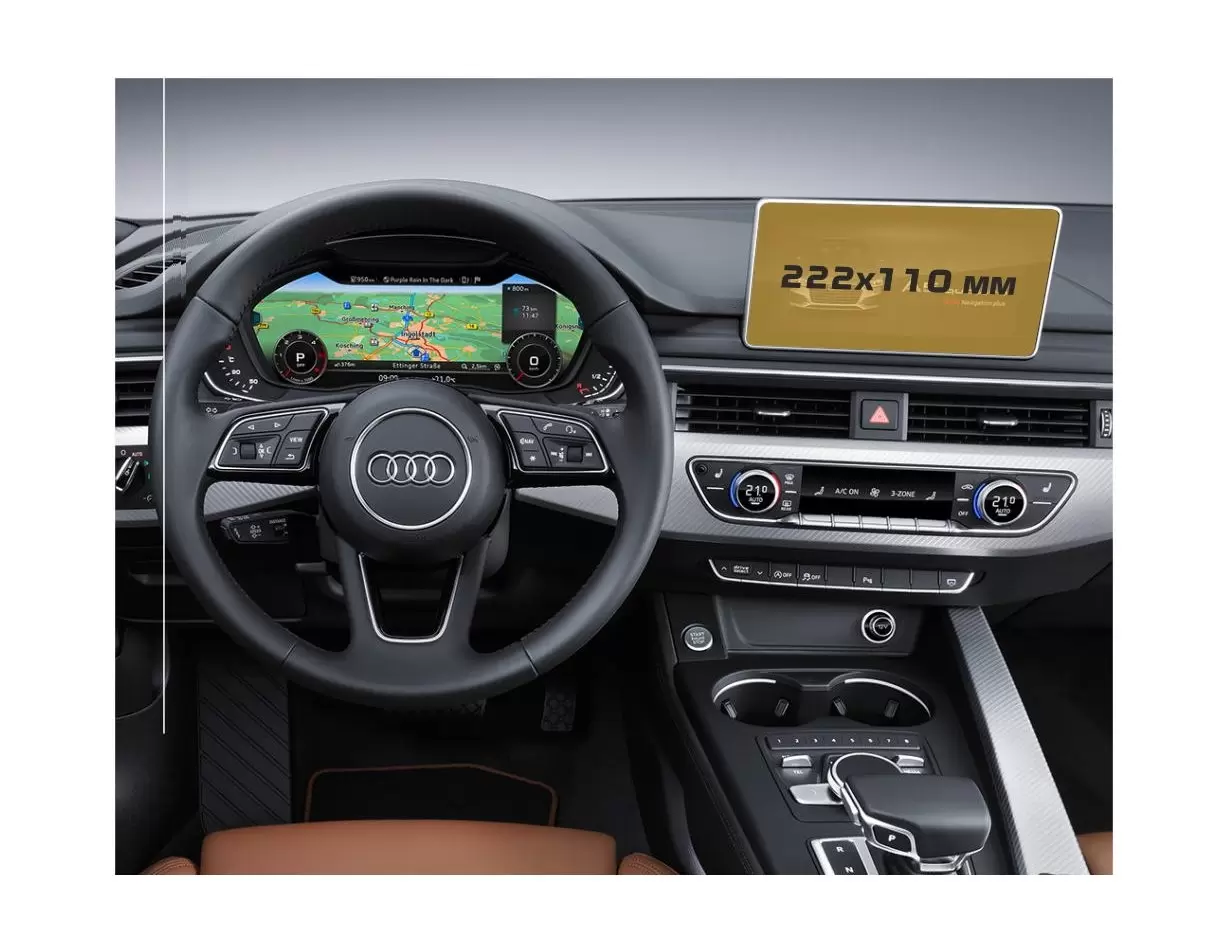 Audi A5 (F5) Pre-facelift 2016 - 2020 Digital Speedometer Protection d'écran Résiste aux rayures HD transparent - 1 - habillage 