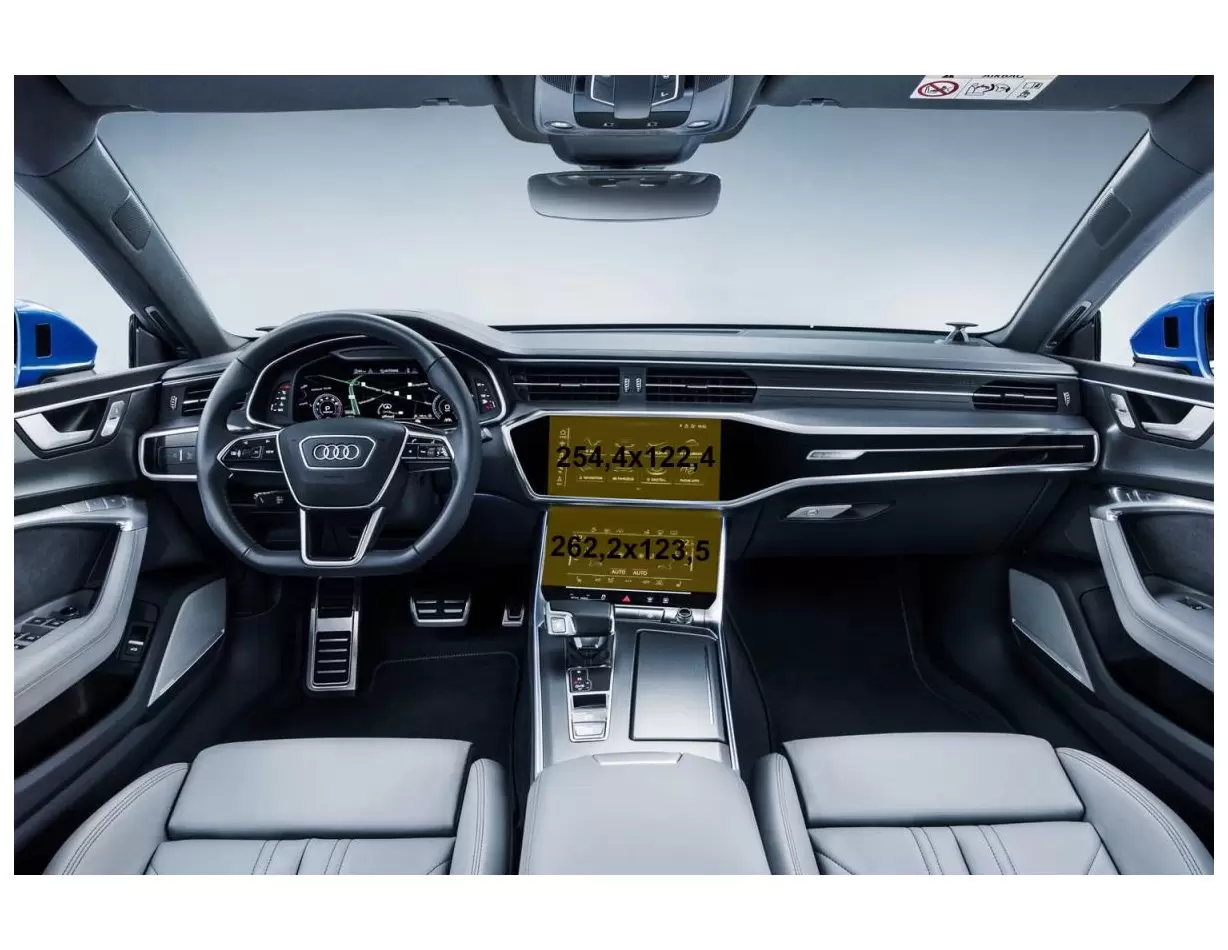 Audi A7 I (4G) 2014 - 2018 Multimedia MMI 8" DisplayschutzGlass Kratzfest Anti-Fingerprint Transparent - 1- Cockpit Dekor Innenr