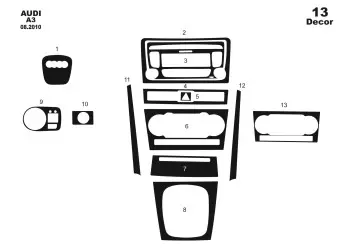 Audi A3 Typ 8P 01.2010 3M 3D Interior Dashboard Trim Kit Dash Trim Dekor 13-Parts