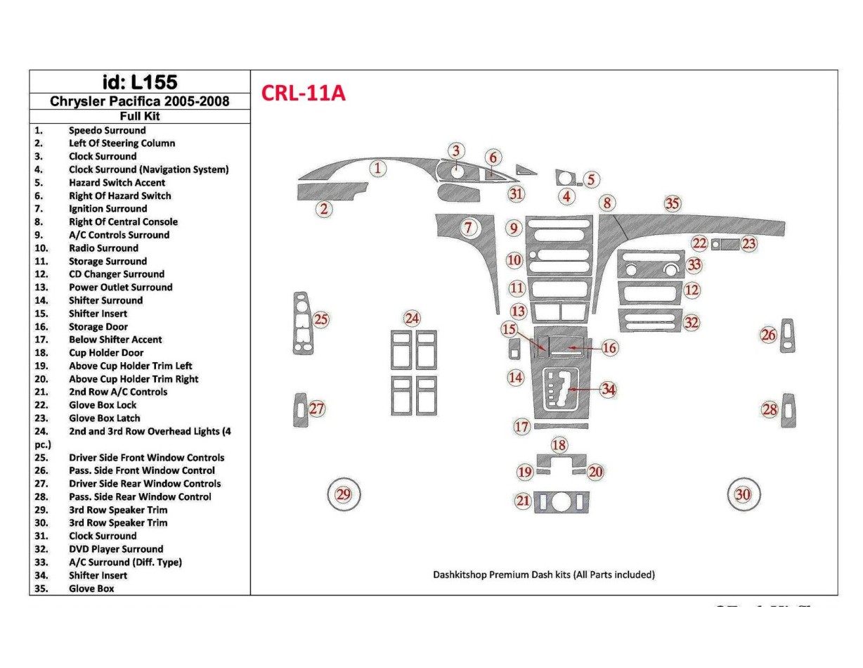 Chrysler Pacifica 2005-UP Full Set Cruscotto BD Rivestimenti interni