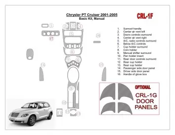 Chrysler PT Cruiser 2001-2005 Basic Set, Manual Gearbox, 16 Parts set BD Interieur Dashboard Bekleding Volhouder