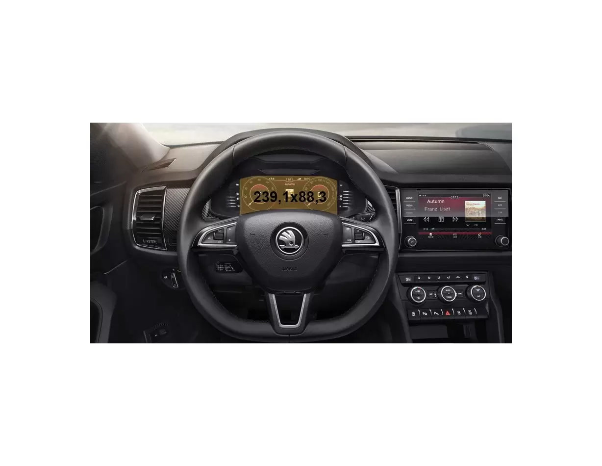 Skoda Kodiaq (NS7) 2016 - Present Digital Speedometer LCD-Digi 10,25" DisplayschutzGlass Kratzfest Anti-Fingerprint Transparent 