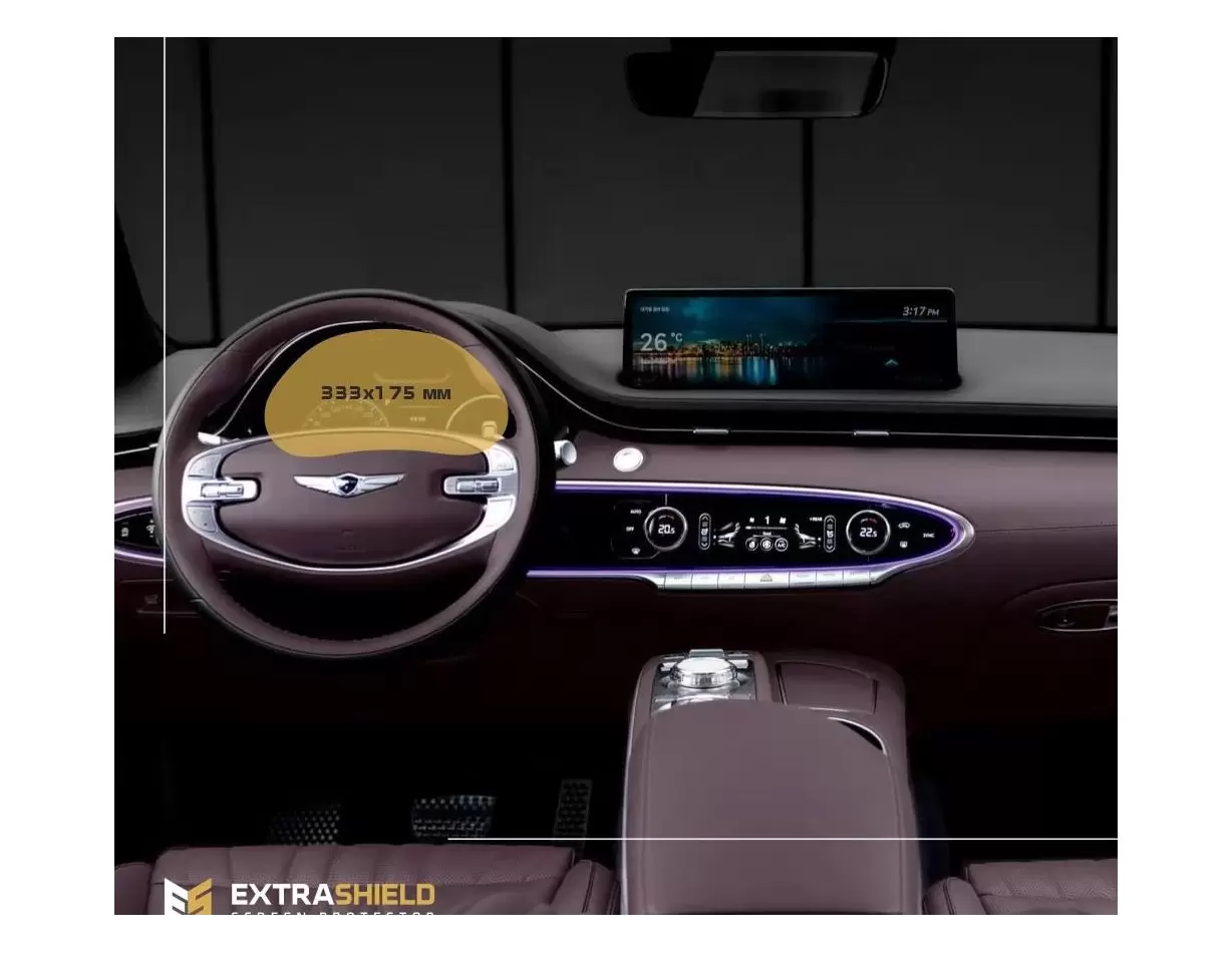 Genesis G90 2018 - Present Multimedia Lexicon 12,3" Protection d'écran Résiste aux rayures HD transparent