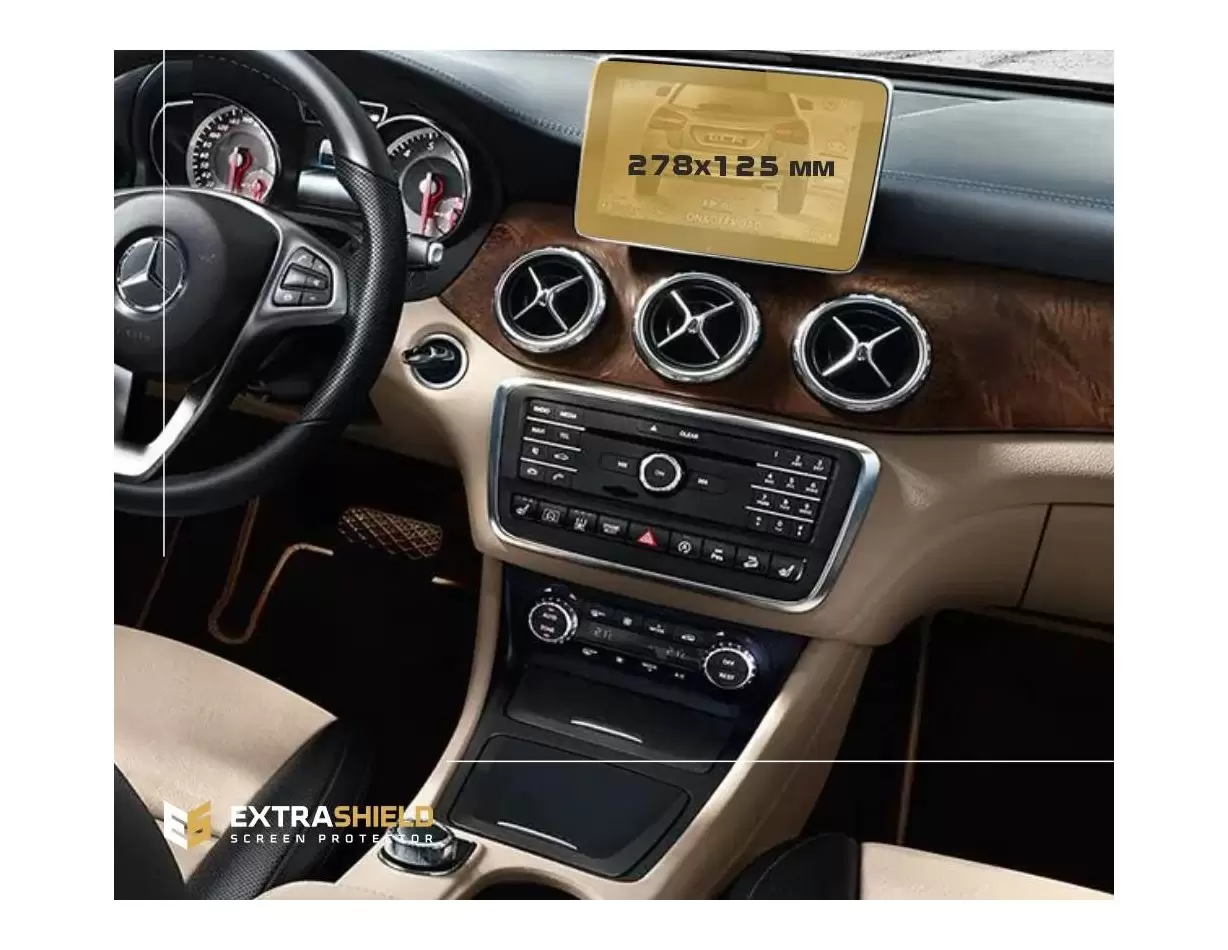 Mercedes-Benz GLA (X156) 2017 - 2020 Multimedia 8" DisplayschutzGlass Kratzfest Anti-Fingerprint Transparent - 1- Cockpit Dekor 