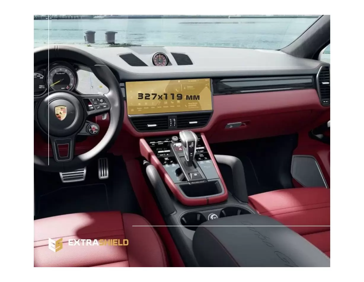 Porsche Cayenne 2017 - Present Multimedia 12" DisplayschutzGlass Kratzfest Anti-Fingerprint Transparent - 1- Cockpit Dekor Innen