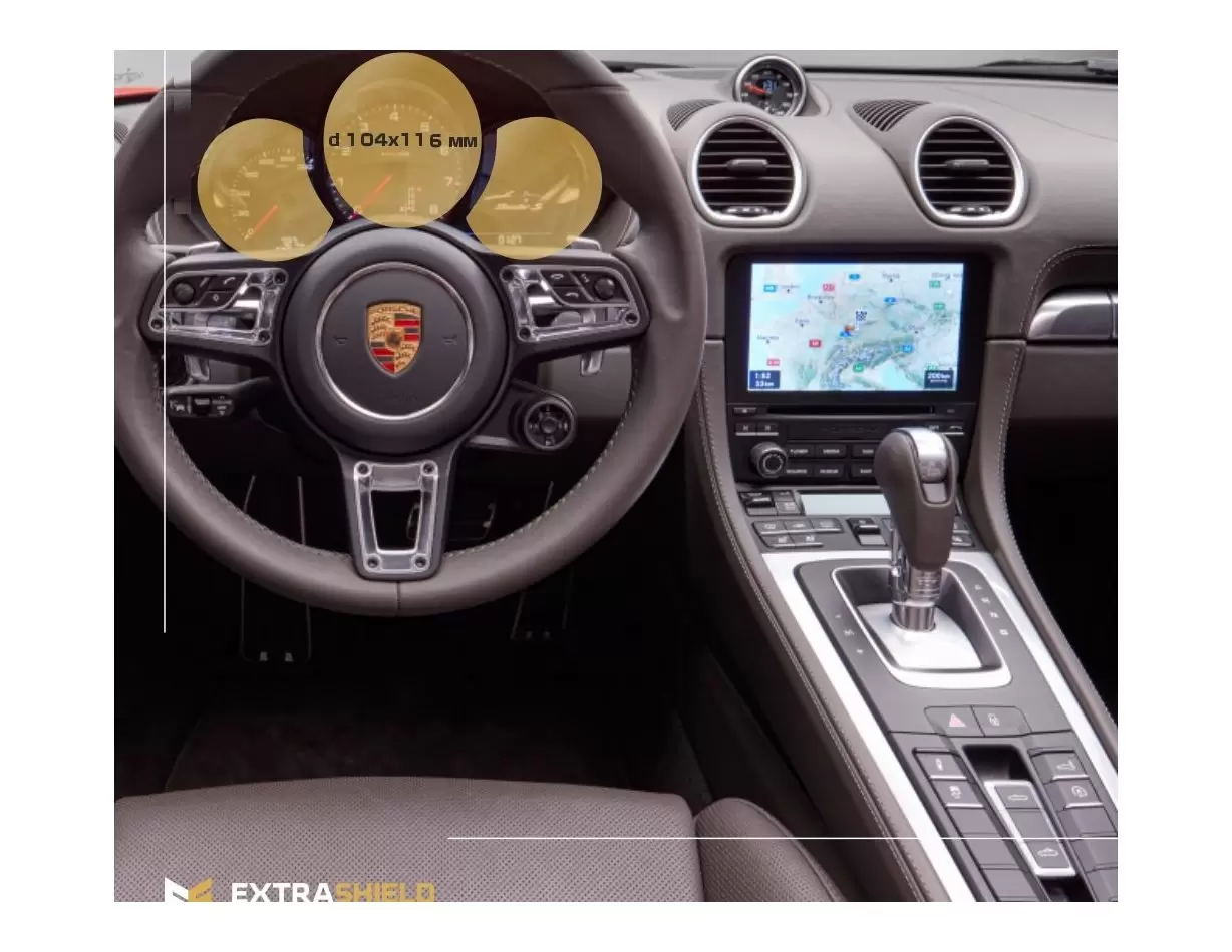 Porsche Boxster 2016 - Present Digital Speedometer 12" HD transparant navigatiebeschermglas