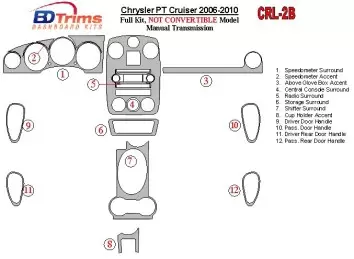 Chrysler PT Cruiser 2006-UP Full Set, не Folding roof-Cabrio, Manual Gear Box Interior BD Dash Trim Kit