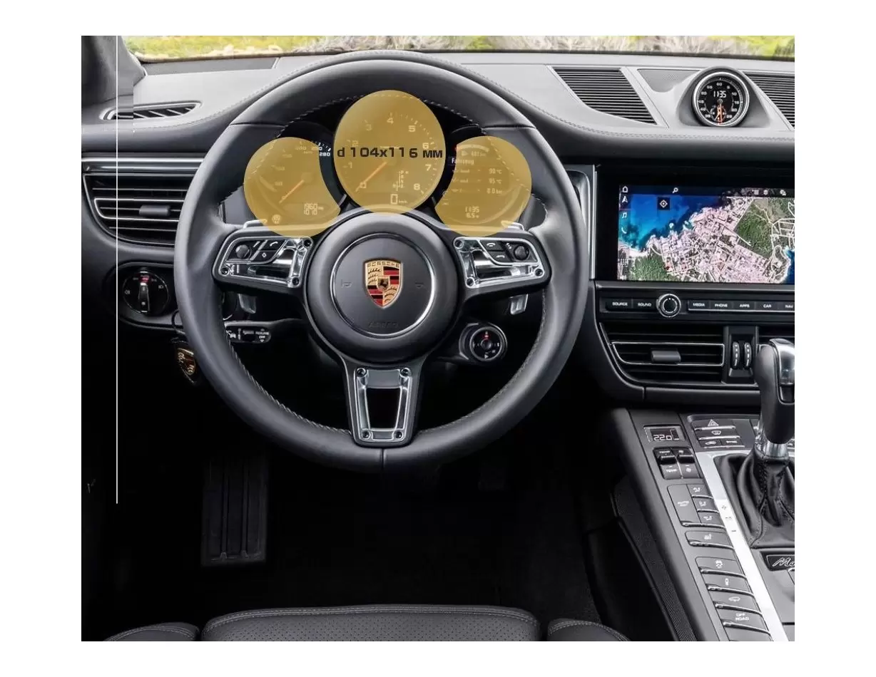 Porsche Macan 2018 - Present Digital Speedometer 12" DisplayschutzGlass Kratzfest Anti-Fingerprint Transparent - 1- Cockpit Deko