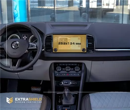 Skoda Karoq (NU7) 2016 - Present Multimedia Bolero 8" DisplayschutzGlass Kratzfest Anti-Fingerprint Transparent - 1- Cockpit Dek