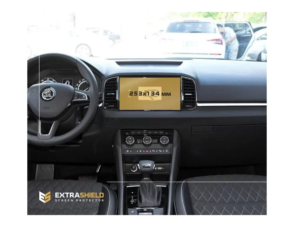 Skoda Karoq (NU7) 2016 - Present Multimedia Columbus 9,2" DisplayschutzGlass Kratzfest Anti-Fingerprint Transparent - 1- Cockpit