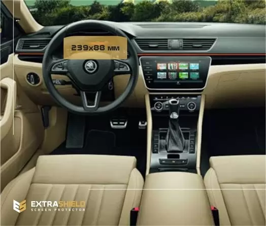 Skoda Superb (B8) 2015 - Present Digital Speedometer LCD-Digi 10,25" HD transparant navigatiebeschermglas