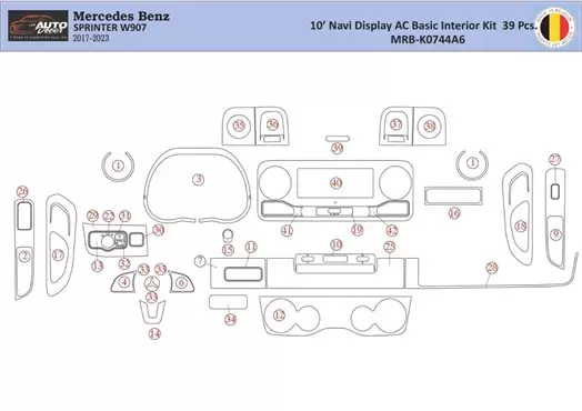 Mercedes Sprinter W907 Mittelkonsole Armaturendekor WHZ Cockpit Dekor 39 Teilige - 1- Cockpit Dekor Innenraum