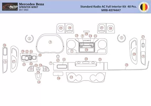 Mercedes Sprinter W907 Kit la décoration du tableau de bord 40 Pièce - 1 - habillage decor de tableau de bord