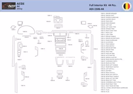 Audi A4 B7 2004–2008 Inleg dashboard Interieurset aansluitend en pasgemaakt 25 Delen
