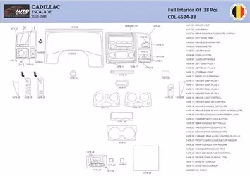 Cadillac Escalade 2003–2006 Kit la décoration du tableau de bord 34 Pièce - 1 - habillage decor de tableau de bord