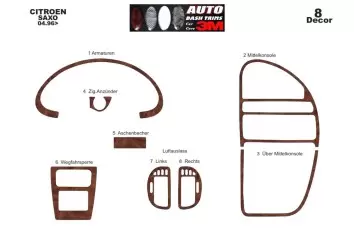 Citroen Saxo 04.96 - 10.99 3D Inleg dashboard Interieurset aansluitend en pasgemaakt op he 8 -Teile