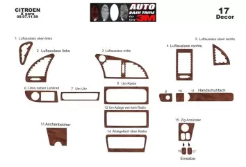 Citroen Xsara I 97-11.99 Mittelkonsole Armaturendekor Cockpit Dekor 17-Teilige - 2- Cockpit Dekor Innenraum