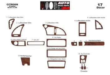 Citroen Xsara I 09.97-11.99 3M 3D Interior Dashboard Trim Kit Dash Trim Dekor 17-Parts