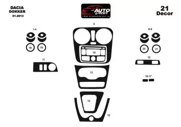 Dacia Dokker 01.2013 Kit Rivestimento Cruscotto all'interno del veicolo Cruscotti personalizzati 21-Decori