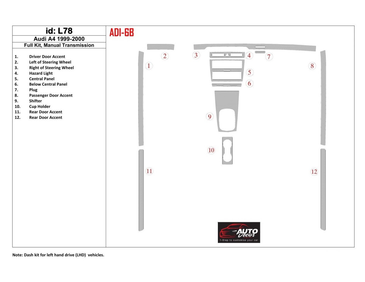 AUDI Audi A4 1999-2000 Full Set, Manual Gear Box Interior BD Dash Trim Kit €59.99