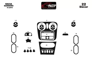 Dacia Sandero 01.2010 Kit Rivestimento Cruscotto all'interno del veicolo Cruscotti personalizzati 22-Decori