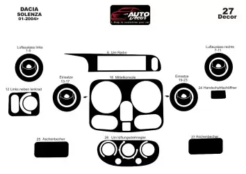 Dacia Solenza 04.2004 Kit Rivestimento Cruscotto all'interno del veicolo Cruscotti personalizzati 27-Decori