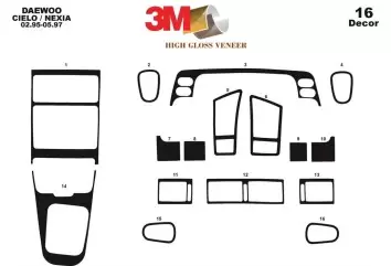 Daewoo Cielo - Nexia 02.95 - 05.97 Kit Rivestimento Cruscotto all'interno del veicolo Cruscotti personalizzati 16-Decori