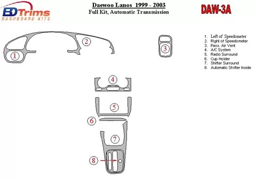 DAEWOO Daewoo Lanos 1999-2003 Full Set, Automatic Gear Interior BD Dash Trim Kit €51.99