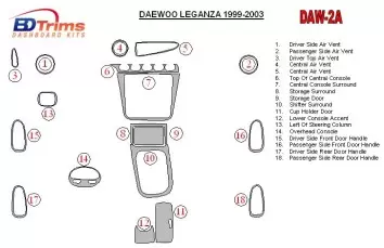 Daewoo Leganza 1999-2003 Ensemble Complet BD Kit la décoration du tableau de bord - 1 - habillage decor de tableau de bord