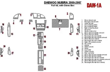Daewoo Nubira 2000-2007 Full Set, with glowe-box BD Interieur Dashboard Bekleding Volhouder