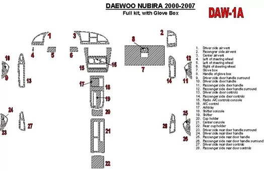 DAEWOO Daewoo Nubira 2000-2007 Full Set, with glowe-box Interior BD Dash Trim Kit €64.99