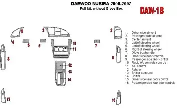 Daewoo Nubira 2000-2007 Ensemble Complet, Sans lueur-boîte BD Kit la décoration du tableau de bord - 1 - habillage decor de tabl