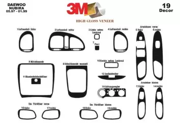 Daewoo Nubira I 05.97-01.99 3M 3D Interior Dashboard Trim Kit Dash Trim Dekor 19-Parts