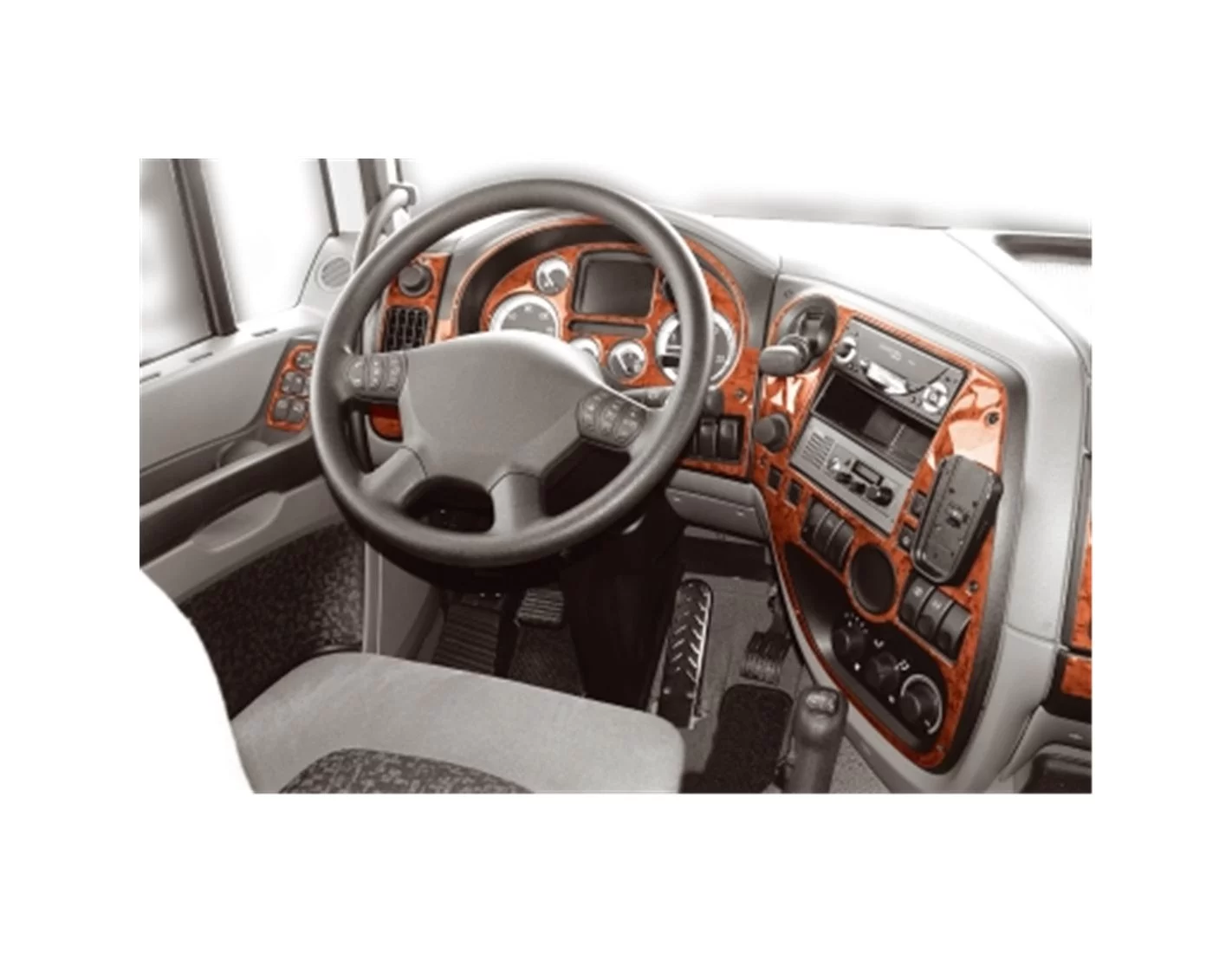 Daf XF 11.02 - 12.05 3D Inleg dashboard Interieurset aansluitend en pasgemaakt op he 18 -Teile