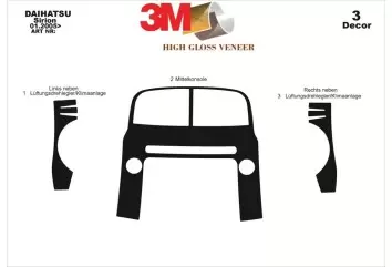 Daihatsu Sirion 01.2005 3D Inleg dashboard Interieurset aansluitend en pasgemaakt op he 3 -Teile