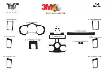 Daihatsu Terios 09.2006 3D Inleg dashboard Interieurset aansluitend en pasgemaakt op he 10 -Teile